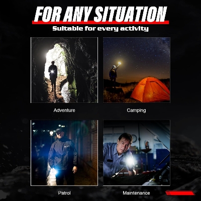 Picture of Luteti LED Torch Rechargeable, Super Bright Flashlight Torch with 5 Lighting Modes, LED Torch Battery Powered,200000Lumens Adjustable Focus Flashlight for Camping Walking Hiking Emergency Black