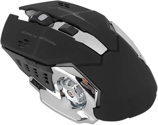 Picture of 2.4G Wireless Gaming Mouse, Rechargeable 6-keys 800/1600 / 2400 DPI Adjustable USB Mute Mice Ergonomic Design Glow Mechanical Mouse 10M for Laptop Computer Home Office(Black) Black