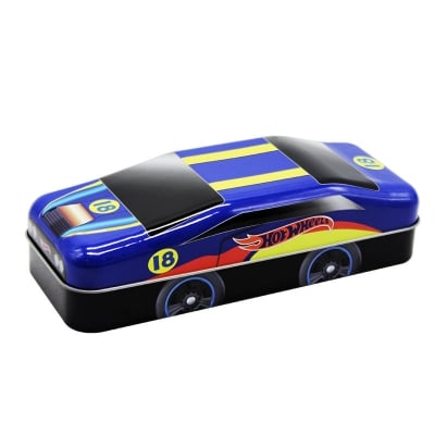 Picture of Car Shape Pencil Box with Book Reading Stand and Three Level of Storage Inside| Pencil Box| Metal Pencil Box Art Metal Pencil Box (Set of 1, Dark Blue) 