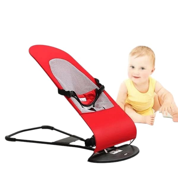 Picture of Baby Rocking Bouncer Balance Soft red color Foldable Soft Newborn Baby Bouncing Chair Seat Safety Balanced Rocking Bouncer Red
