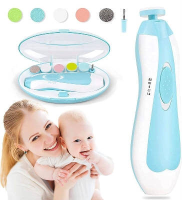 Picture of Baby Nail Trimmer File Electric Safe Nail Clippers with Light for Newborn or Toddler Toes and Fingernails Green