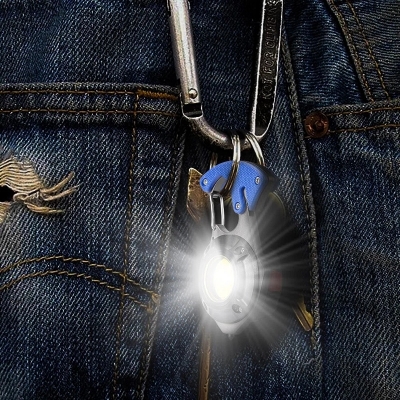 Picture of Multi-function LED Keychain Lights USB Charging Mini Screwdriver Hammer Outdoor Camping Lamp Keychain Light Blue New Black