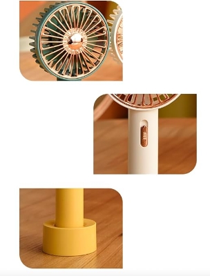 Picture of PRITECH Portable USB Fan with LED Light, Mini Handheld Fan with Mobile Power Function, Adjustable 2 Speed, Portable Electric Fan for Office, Travel, Outdoor Green