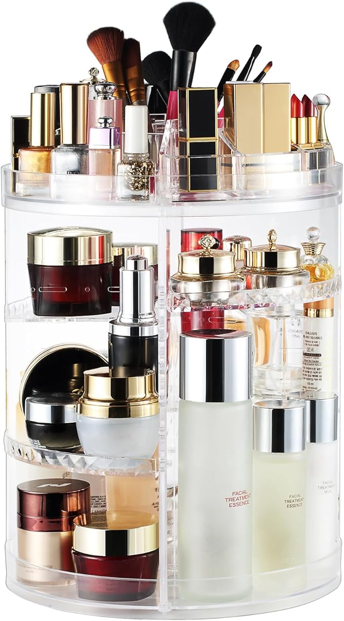 Picture of Cosmetics Organizer 360 Degree Diamond Rotatable Cosmetics Storage Box,Large Cosmetics Organizer Bag, Cosmetics Organizer Box, Makeup Box, Portable Makeup Organizer, Makeup Brush, Makeup Storage. Multicolor
