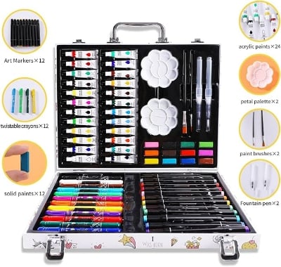 Picture of Art Supplies Set for Kids, 66 Pieces Art Set, Highlight Art Markers, Twistable Silky Crayons, Watercolor Brushes, etc. Painting & Drawing Set Professional Art Kit, Back to School Gifts for Kids Multicolor