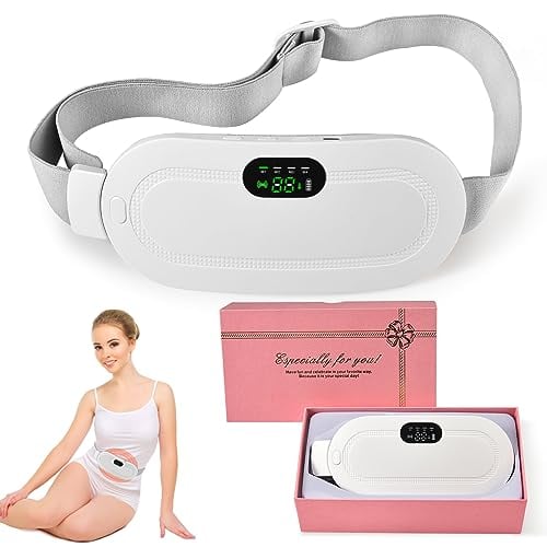 Picture of Heating pad for Period Cramps & Vibration sliming Massage belt Menstrual Heating Pad Smart Warm Palace Belt Relief Waist Pain Cramps Vibrating Abdominal Massager Electric Waist Belt Device Pink
