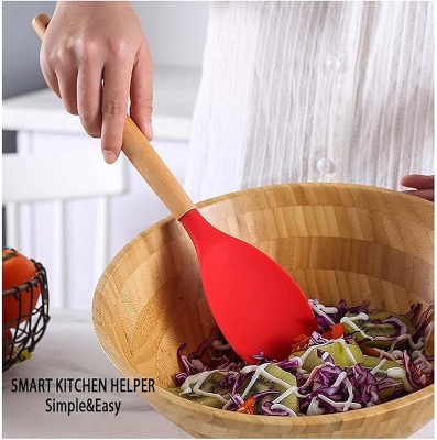 Picture of Spoon Set 12-Piece Silicone Kitchen Cooking Utensils Set, Non-Stick Utensils Set Heat Resistant Easy Clean, BPA Free Tools Red, 12 Pcs Red