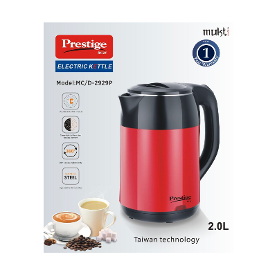 Picture of Electric Kettle - 2 LTR - Red & Black Kettles are among the simplest of household appliances. Lift the lid and peer inside and you'll see, at the very bottom of the water container Multicolor