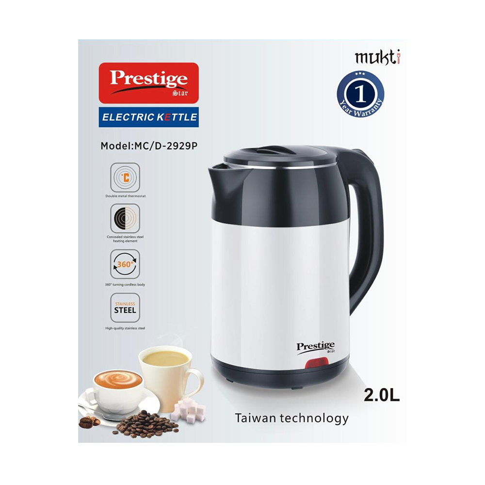 Picture of Electric Kettle - 2 LTR - Red & Black Kettles are among the simplest of household appliances. Lift the lid and peer inside and you'll see, at the very bottom of the water container Multicolor