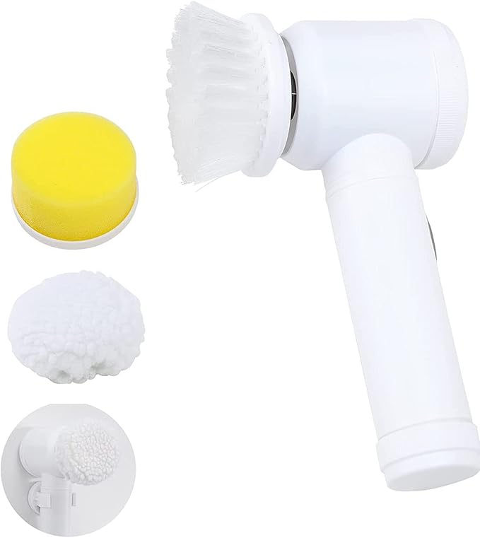 Picture of Electric Cleaning Brush, 3 in 1 Magic Power Scrubber for Kitchen Bathroom Tub Shower Tile Carpet Bidet Sofas, Cordless Battery Powered Scrubber w/3 Brush Heads White