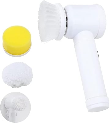 Picture of Electric Cleaning Brush, 3 in 1 Magic Power Scrubber for Kitchen Bathroom Tub Shower Tile Carpet Bidet Sofas, Cordless Battery Powered Scrubber w/3 Brush Heads White