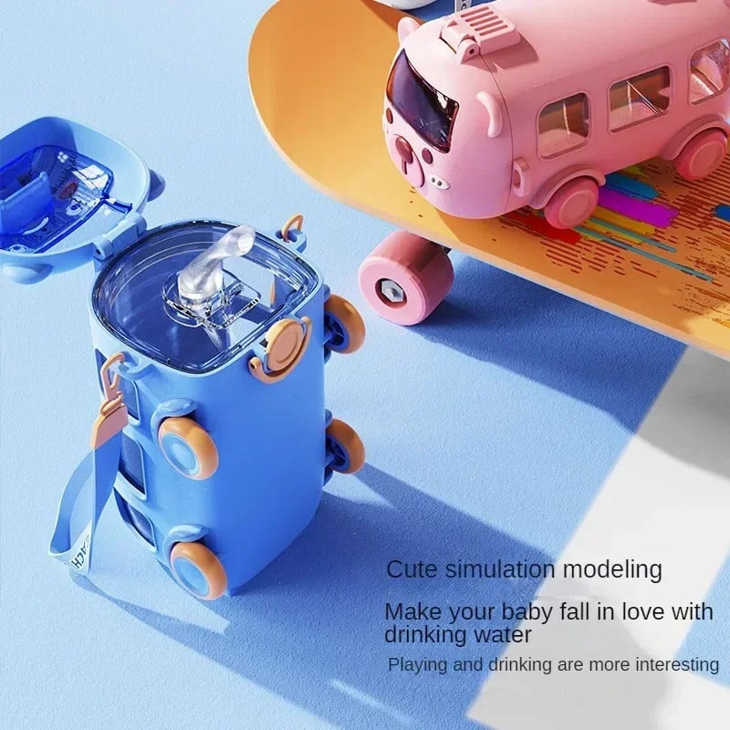 Picture of Fun Kids’ Water Bottle with Movable Wheels | Leak-Proof, BPA-Free, and Easy to Carry Multicolor