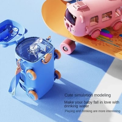 Picture of Fun Kids’ Water Bottle with Movable Wheels | Leak-Proof, BPA-Free, and Easy to Carry Multicolor