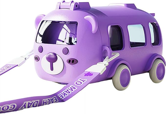 Picture of Portable Water Cup in Bus Shape, 500ml Leak-Proof Portable Water Bottle with Straw and Strap, Detachable Fun Cute Cartoon Bus Water Bottle for Boys Girls new Multicolor