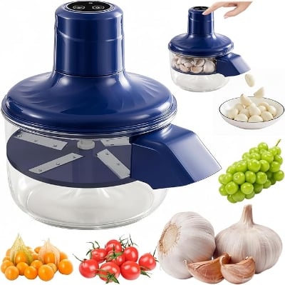 Picture of Electric Grape & Garlic Peeling Machine – Automatic Small Fruit Peeler Tool for Grapes, Garlic, Tomatoes & More, USB Rechargeable Multi-Function Fruit Tool for Home & Commercial Use Blue