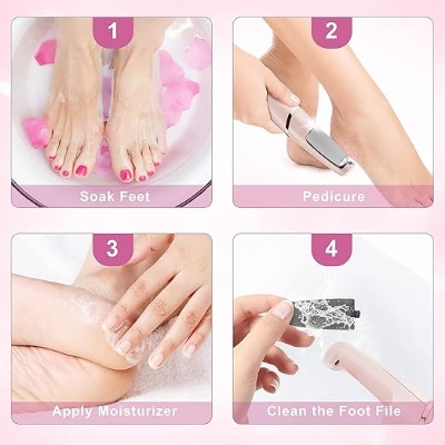 Picture of Electric Foot Callus Remover Foot Dead Skin Remover Rechargeable Foot Scrubber Grinder Professional Pedicure Tools Feet Care 