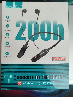 Picture of Hoco 200 Hours Plus Bluetooth Neckband Earphones | 200 Hours Battery Life | Wireless Sports Headset with Mic Black