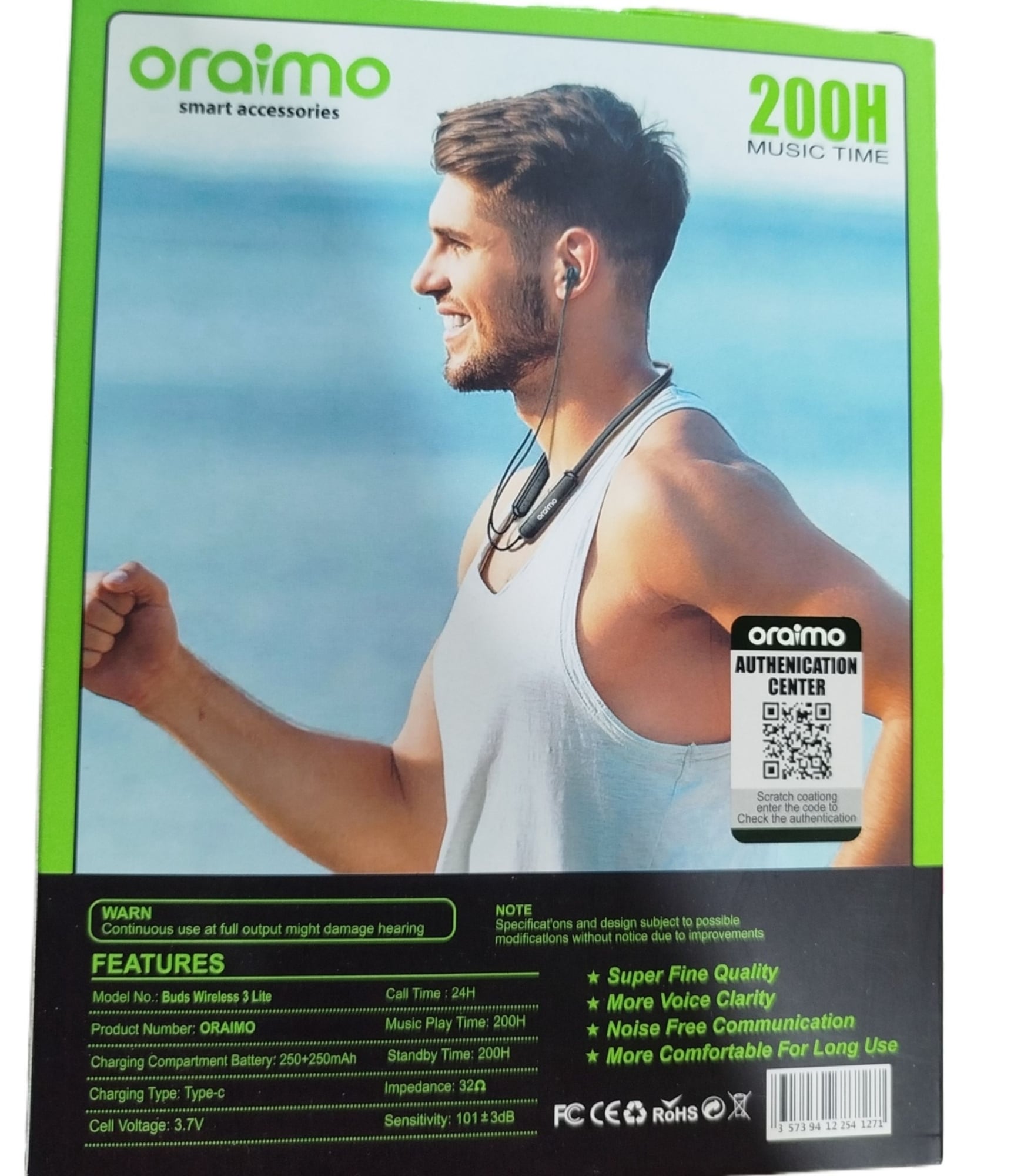 Picture of Oraimo NeckLite Wireless Neckband Earbuds, Wearable Around Neck Headphones Built-in Microphone, Bluetooth Headset Magnetic Earphones Deep Bass, Ultra-Lightweight Comfort, 200 Hours Playtime, Black Black