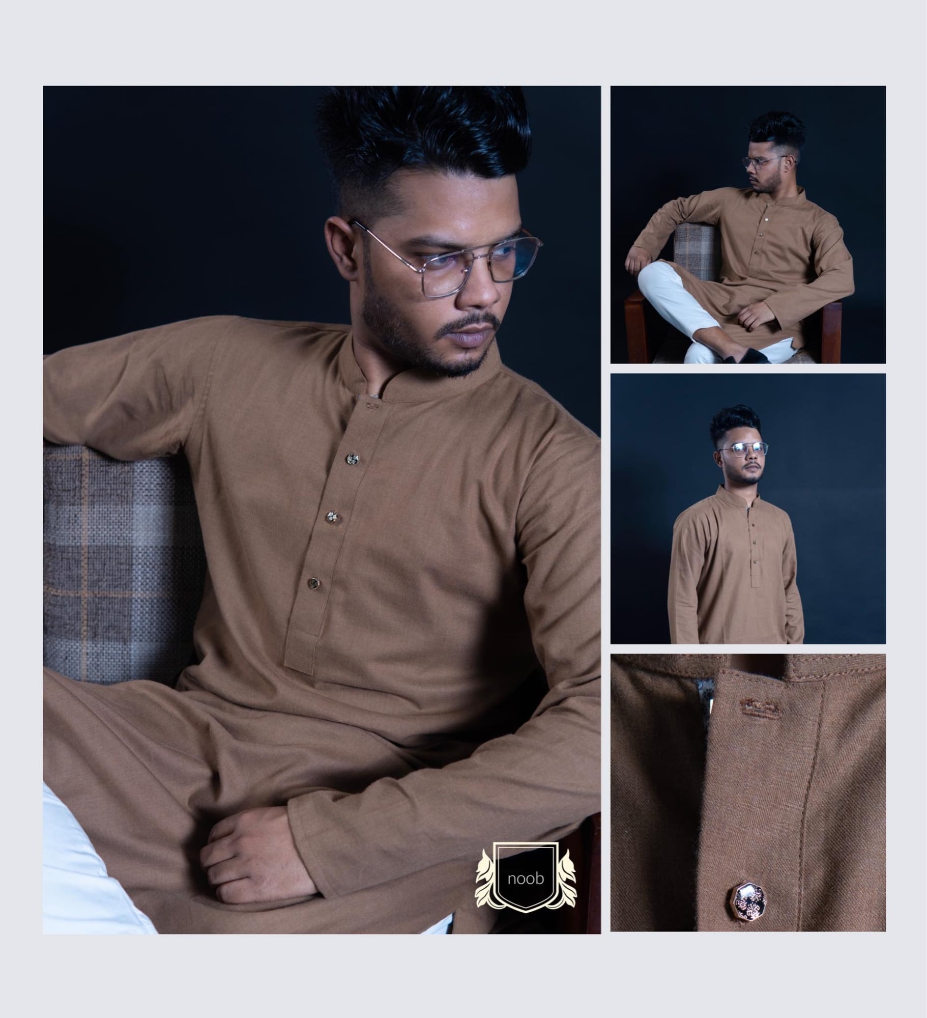 Picture of Noob Emame Mart Premium Soft Cotton Exclusive Design New Panjabi. Stylish and Trendy Panjabi for Men. Brown