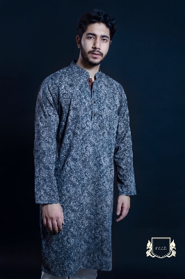 Picture of Noob Men’s Color Regular Fit Premium Panjabi Soft Cotton Exclusive Design Black