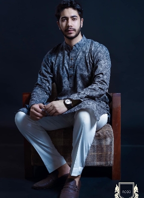 Picture of Noob Men’s Color Regular Fit Premium Panjabi Soft Cotton Exclusive Design Black