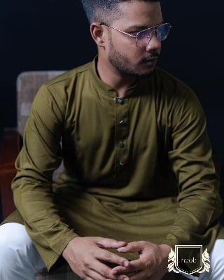 Picture of Noob Men’s Color Regular Fit Premium Panjabi is a perfect blend of timeless tradition and everyday comfort Green