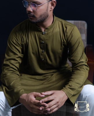 Picture of Noob Men’s Color Regular Fit Premium Panjabi is a perfect blend of timeless tradition and everyday comfort Green