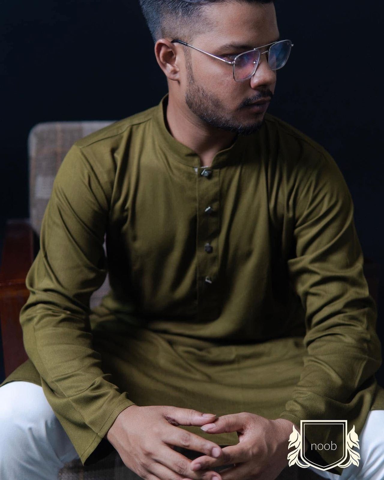 Picture of Noob Men’s Color Regular Fit Premium Panjabi is a perfect blend of timeless tradition and everyday comfort Green
