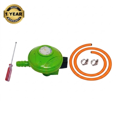 Picture of LPG Gas Regulator 5-Piece Set Low Pressure for LPG Cylinder 6ft Hose Pipe 2 Clamps & Screwdriver Gasoline