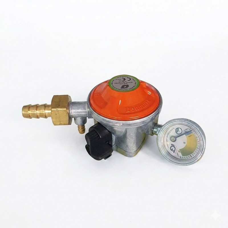 Picture of high quality lpg gas regulator of denmark with meter and safety device 20MM