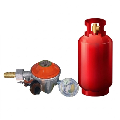 Picture of LPG Gas Safety Device Regulator 22mm with Leak Sensor and Meter 6ft Hose Pipe Hot Package IGT
