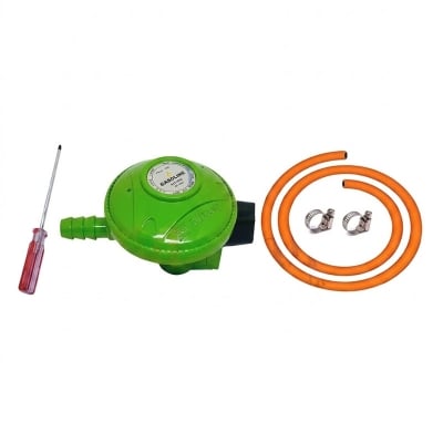 Picture of LPG Gas Regulator 5-Piece Set Low Pressure for LPG Cylinder 6ft Hose Pipe 2 Clamps & Screwdriver Gasoline