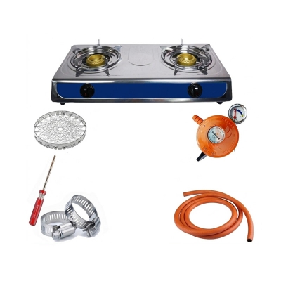 Picture of 22mm LPG Gas Regulator with Meter – Heavy Duty Low Pressure – 5Pcs Set (6Ft Pipe, 2 Clamps & Screwdriver) – Gasoline