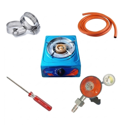 Picture of LPG Gas Safety Regulator 22mm with Meter & Auto Shut Off – 6 Feet Hose Pipe, 2 Clamps, Screwdriver – 5 in 1 Package – IGT