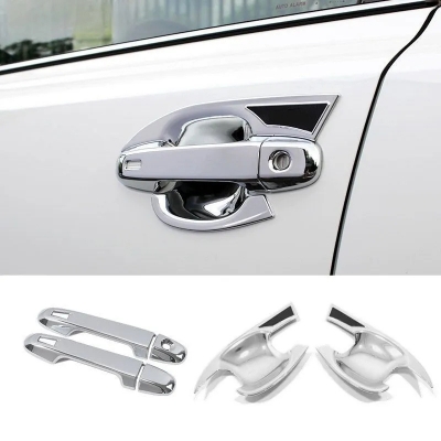Picture of Toyota C-HR Front and back handle cover carbon fiber nickle silver with inner smart cover car decoration accessories exterior items for chr 2016 to 2020