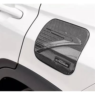 Picture of Toyota Corolla cross Tanki cover silver Chrome black Karbon fiber premioum quality protector fuel tank cover
