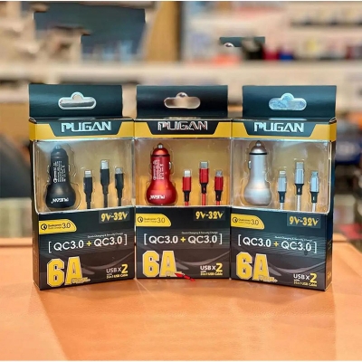 Picture of Car usb fast charger 3 in 1 6A pugan