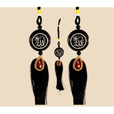 Picture of car hanging decoration show Islamic ayatul kursi and Allah Hanging Decorative Ayatul kursi