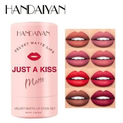 Picture of HANDAIYAN 8 Colors Velvet Matte Lipstick Set Just A Kiss Lipstick Long Lasting Waterproof Non-Stick Cup Lipgloss Red Lips Lip Liner Makeup- 8pcs new