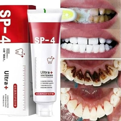Picture of SP 4 UltraBrightening Toothpaste, Advanced Whitening Formula for Stain Removal and Enamel Protection| Fresh Mint Flavor| 120 gm
