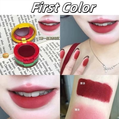 Picture of Cappuvini Cute Hamburger Design Lip Mud Matte Soft Mist Long-Lasting Non-Drying Lipstick