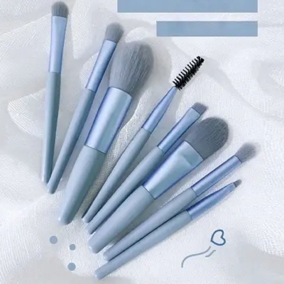Picture of Hot Selling Blue Mini 5 Inches Cute Makeup Brush Set 8 Pieces Makeup Brush Set