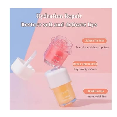 Picture of Lee into Vitamin E Day & Night Lip Mask Set Moisturizing Lip Repair Lighten Lip Wrinkles Set Makeup Natural Plant Lip Care Jelly Lip Balm