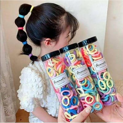 Picture of 100 Pcs/set Baby Girl Rubber Bands Kids Elastic Hair Bands for Children Mixed Colors Mini Ponytail Holder Baby Hair Accessories