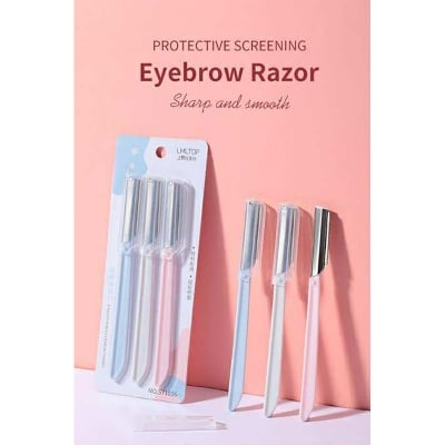 Picture of LMLTOP 3pcs Stainless Steel Eyebrow Razor Set High Quality Face Razors Eyebrow