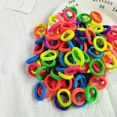 Picture of 100 Pcs/set Baby Girl Rubber Bands Kids Elastic Hair Bands for Children Mixed Colors Mini Ponytail Holder Baby Hair Accessories