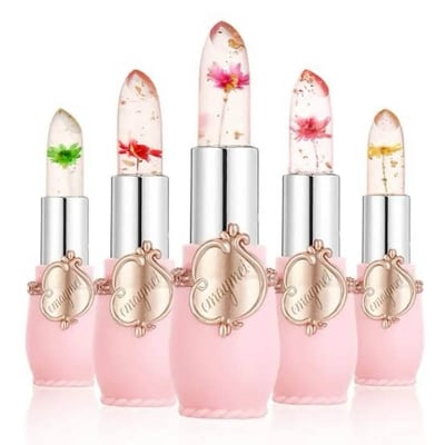Picture of Crystal Jelly Lip Balm Lipstick Flower Temperature Color Changing Lip Gloss Transparent Long Lasting Lipstick Moisturizer Makeup