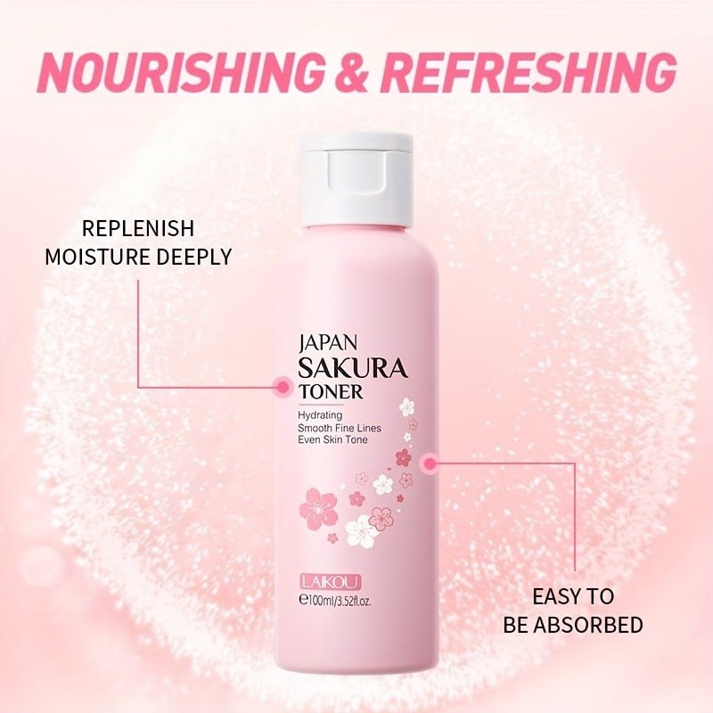 Picture of LAIKOU Sakura Face Toner Brightening Hydrating Moisturizing Oil Control Shrink Pores Lifting Firming Serum Skin Care-100ml
