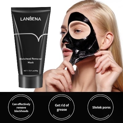Picture of LANBENA Blackhead Remover Nose Black Mask Face Care Mud Acne Treatment Peel Off Mask Pore Strip Skin Care Peel Mask Oil Control-50gm