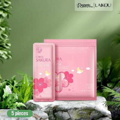 Picture of LAIKOU Sakura Sleeping Mask No-Wash Sakura Essence Face Masks Skin Care for Moisturizing Soothing Repair Night Cream -5pcs